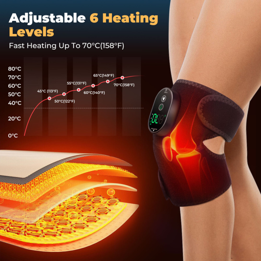 Cordless Electric Heated Knee Joint Brace Therapy Shoulder Massager Pain Relief