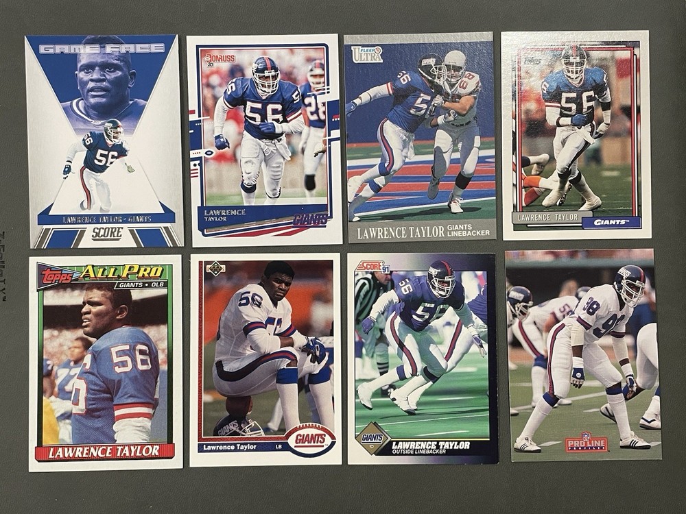 Lawrence Taylor Football Card Lot (8) New York Giants HOF Topps Upper Deck Score