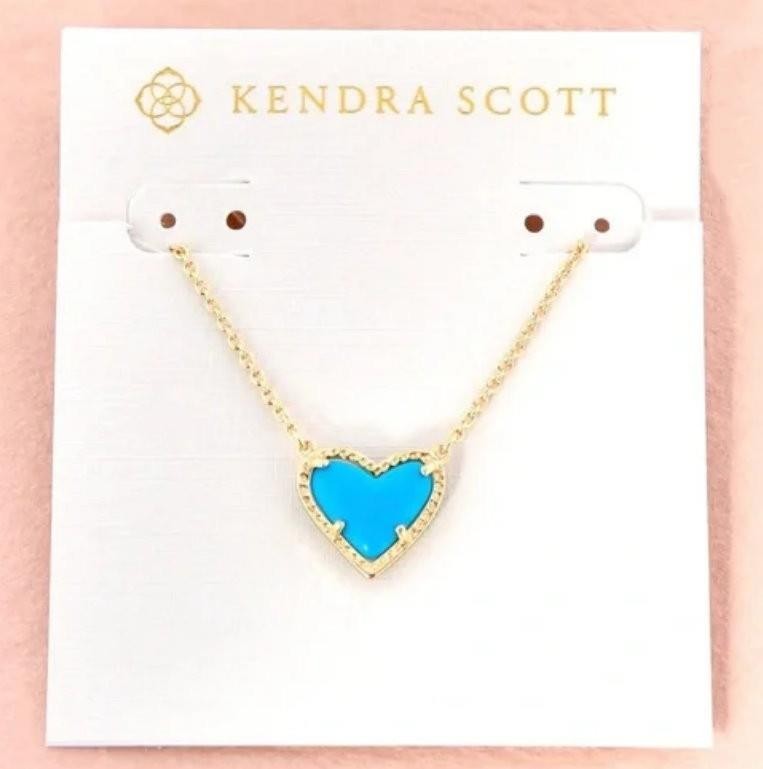 😍Kendra Scott Ari Heart Pendant 14K gold plated Necklace Turquoise new