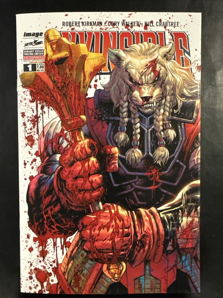 Invincible #1 - Tyler Kirkham Battle B EMBOSSED Battle Damage Italian RARE NM/M