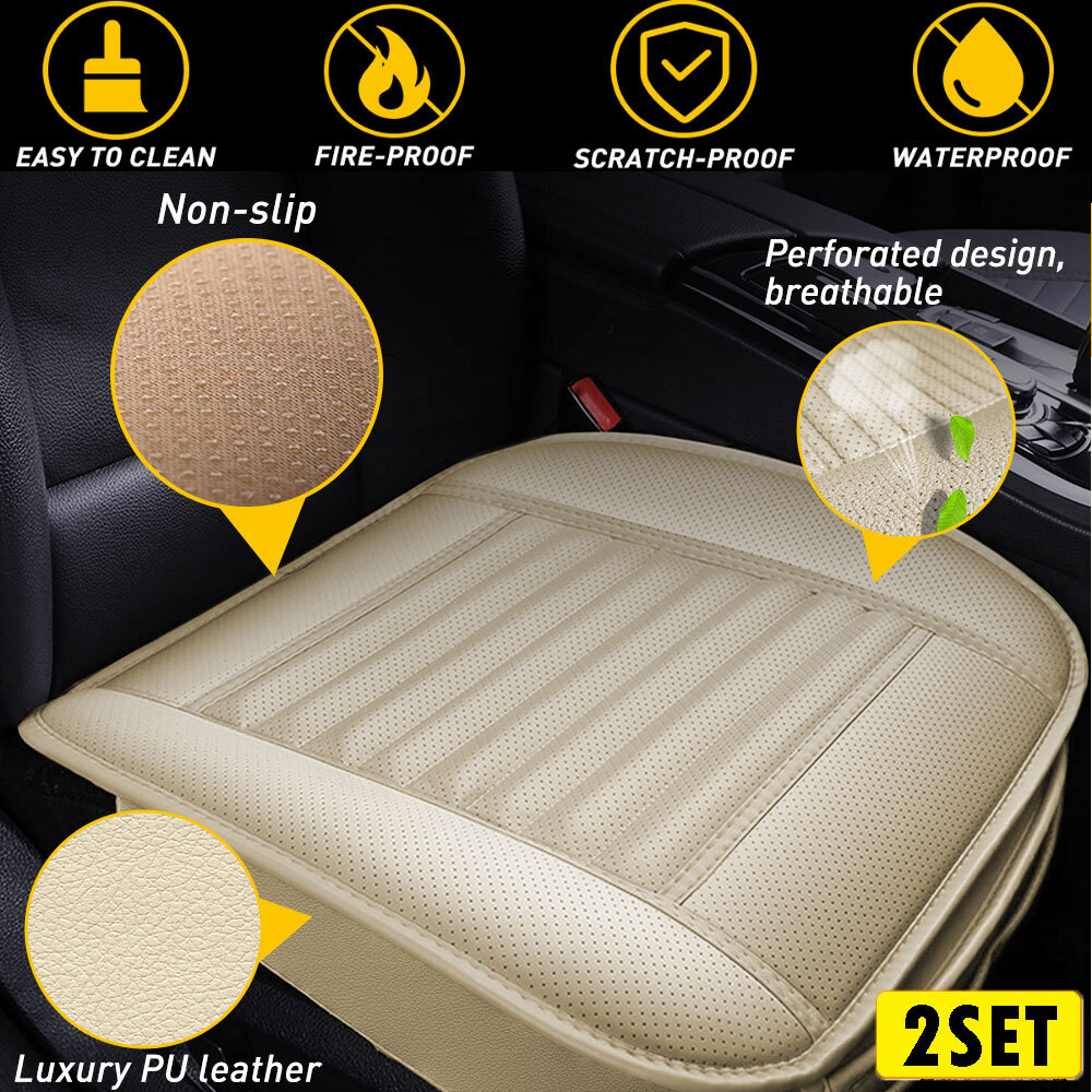 2X Universal Car Seat Covers PU Leather Auto Interior Cushion Truck Van Accessor