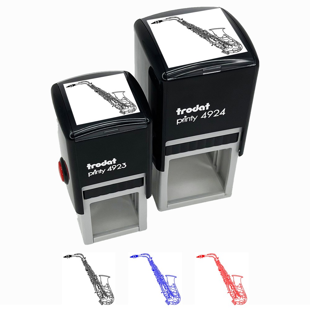 Alto Saxophone Woodwind Musical Instrument Self-Inking Rubber Stamp Ink Stamper