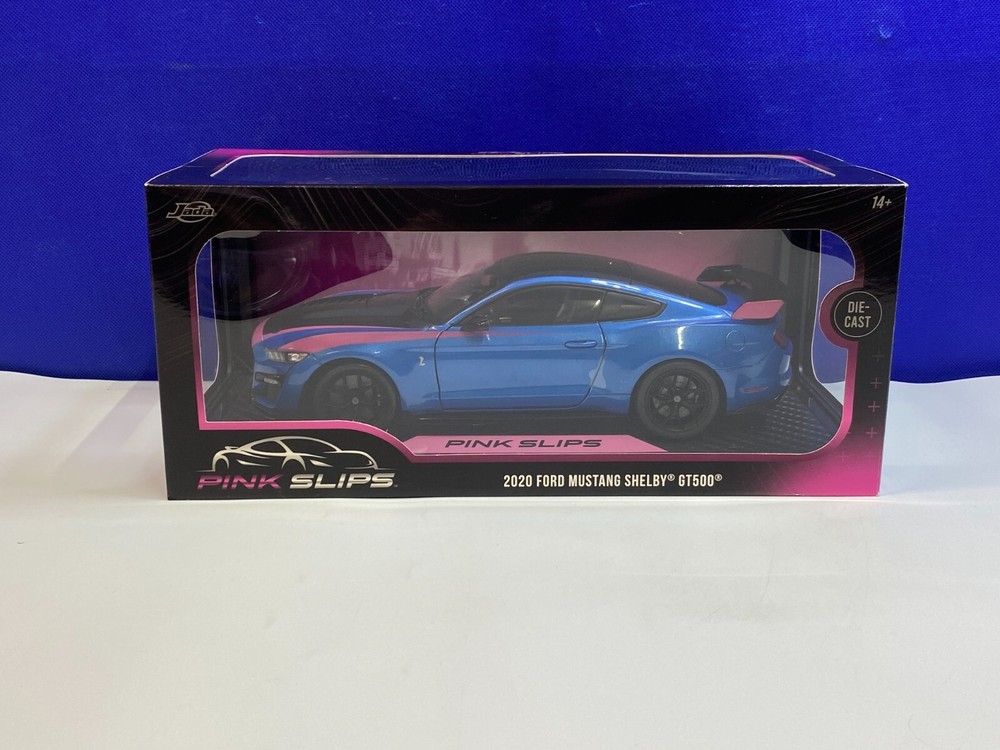 JADA 1/18 SCALE PINK SLIPS BLUE & PINK 2020 FORD MUSTANG SHELBY GT500