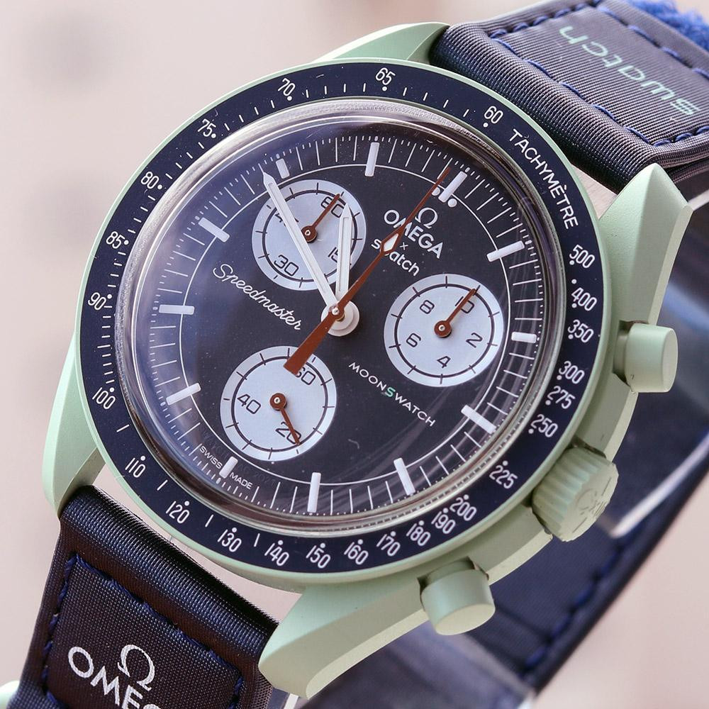 Swatch Omega Mission on Earth Black Quartz Men Watch
