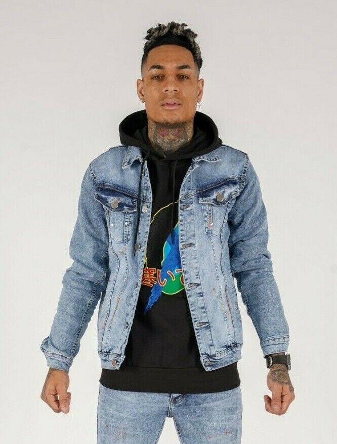 InsideOut Mens Vintage Paint Splash Denim Jacket Size XL BNWT £85 Inside Out