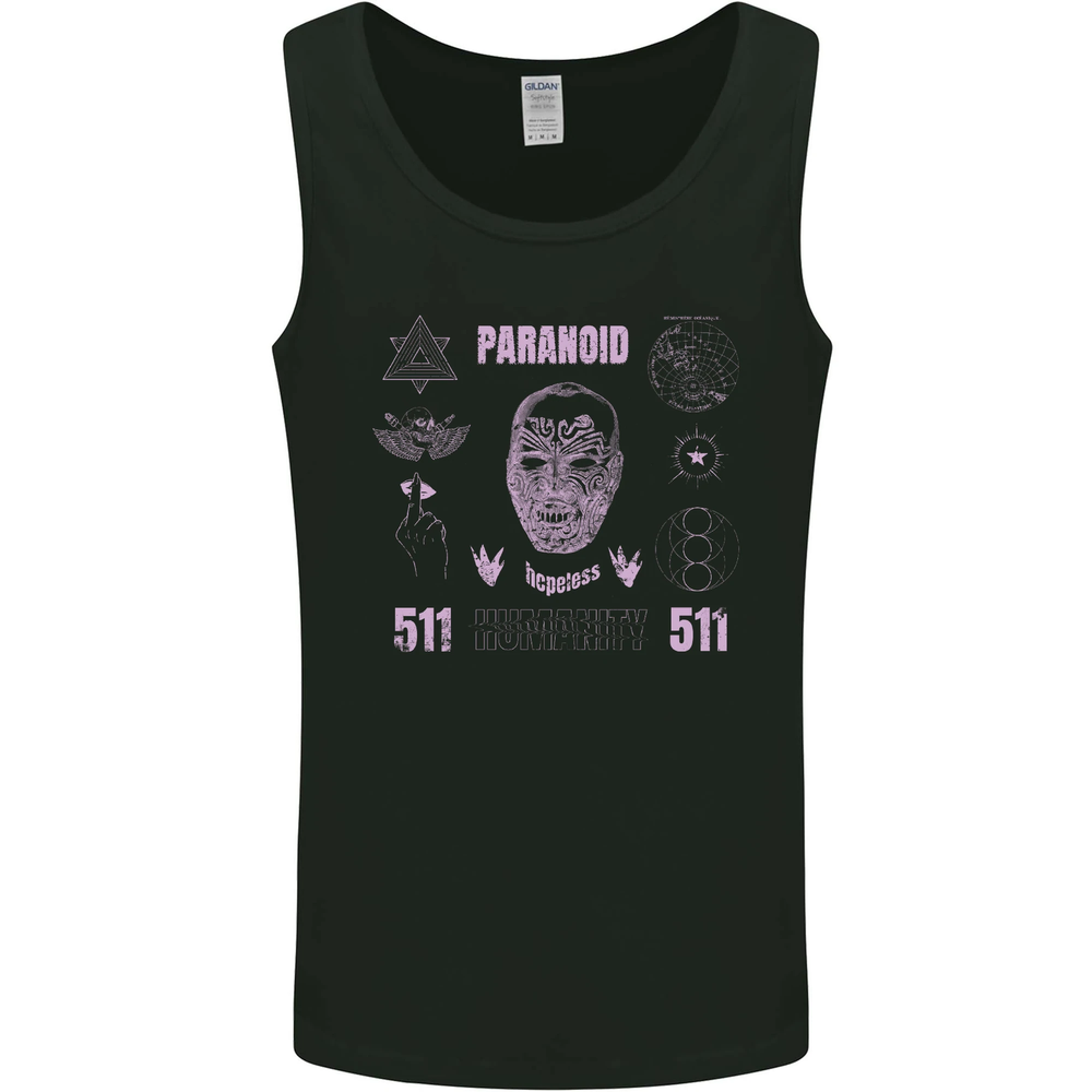 Paranoid Conspiracy Skull Mens Vest Tank Top