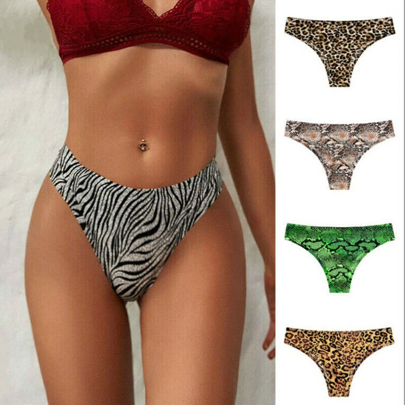 New 5 Pack Lot Women Panties Thong G-string Sexy Leopard Briefs Underwear