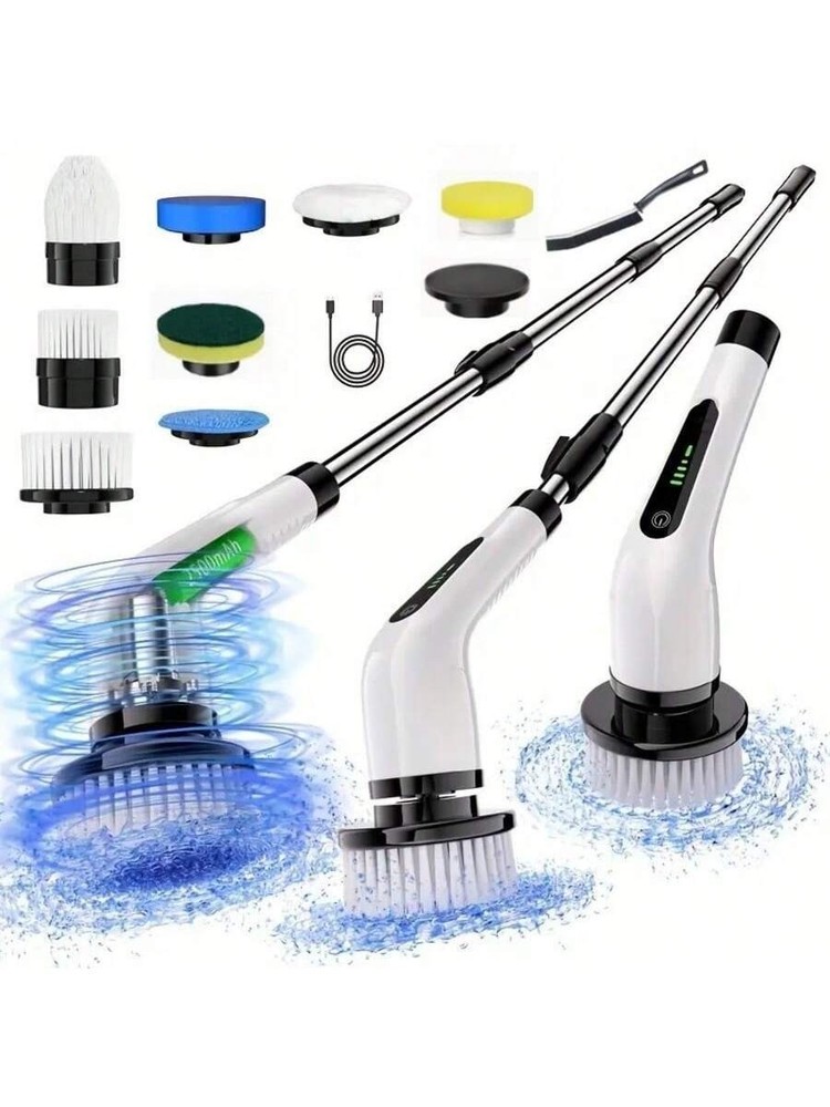 8 IN 1 Electric Spin Scrubber Cordless Power Cleaning Brush Rechargeable Cleaner