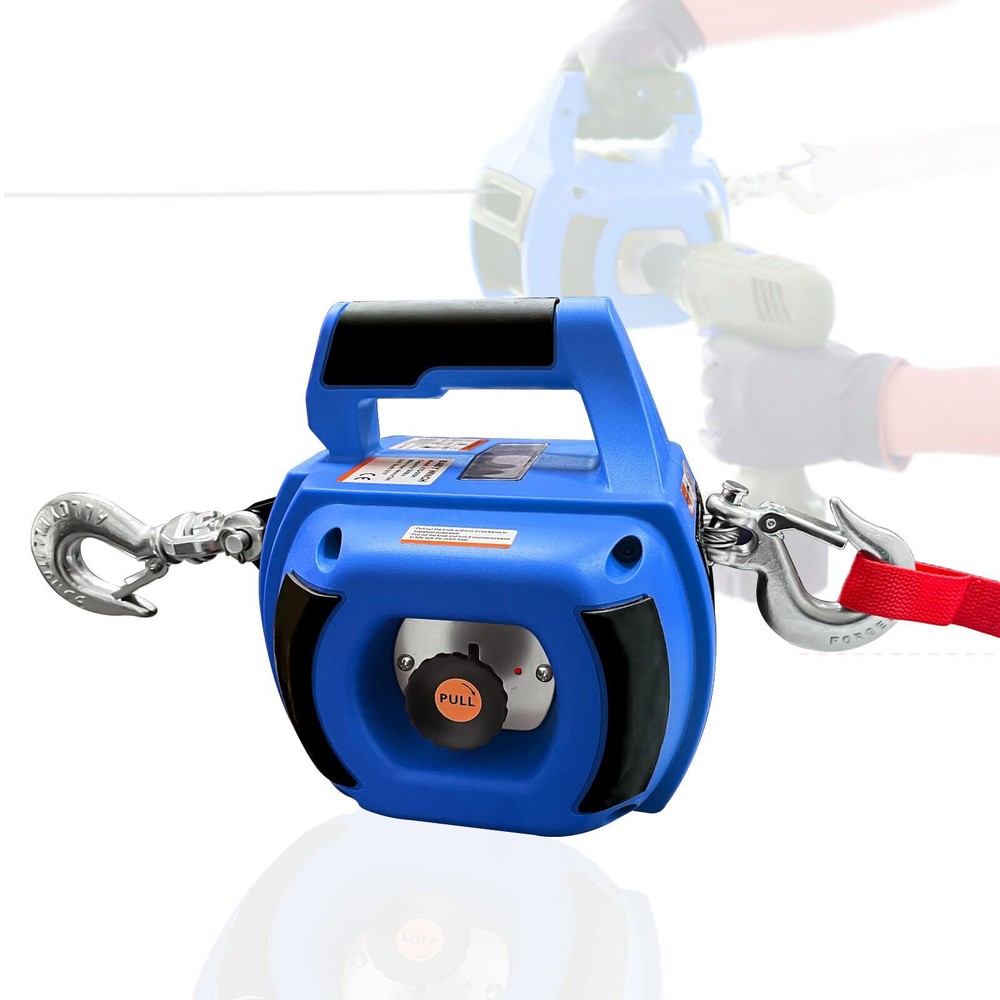 Portable Drill Winch 1000 LB Pulling Capacity with 40 Feet Alloy Steel Wire Rope