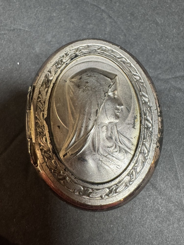 vintage rosary box case Virgin Mary Made In Germany