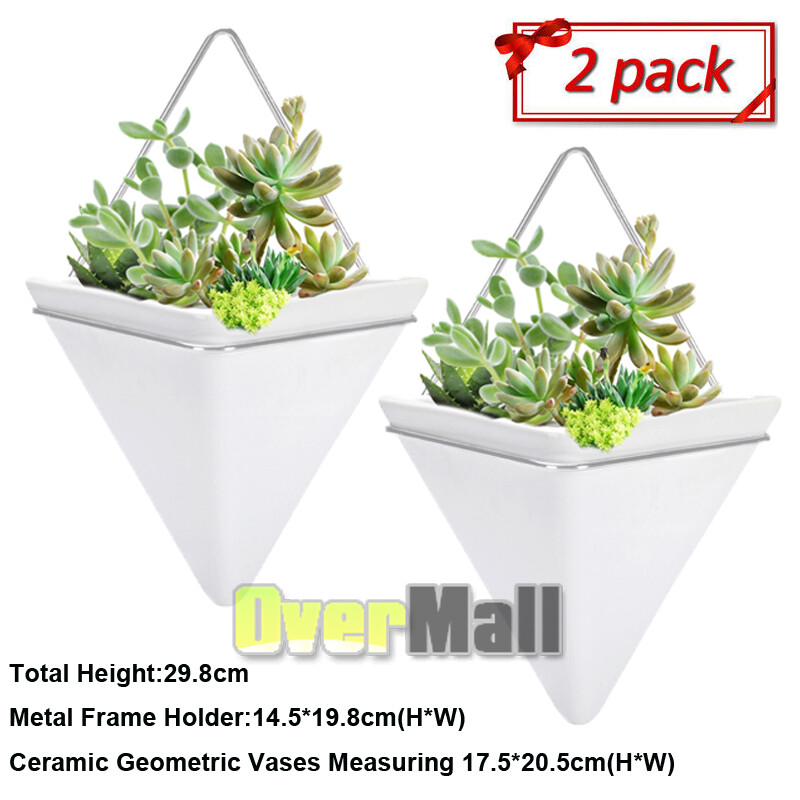 2xHanging Planter Vase & Geometric Wall Decor Container Indoor Holder-Large Size