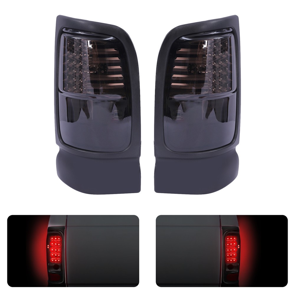 1994-2002 Dodge Ram 1500 2500 3500 LED Black Tail Lights Pair