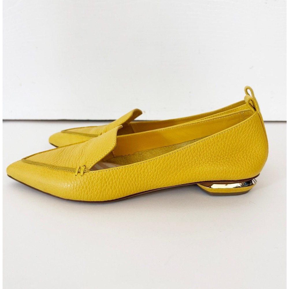 NICHOLAS KIRKWOOD Yellow Pointed Toe Leather Beya Loafers 37.5