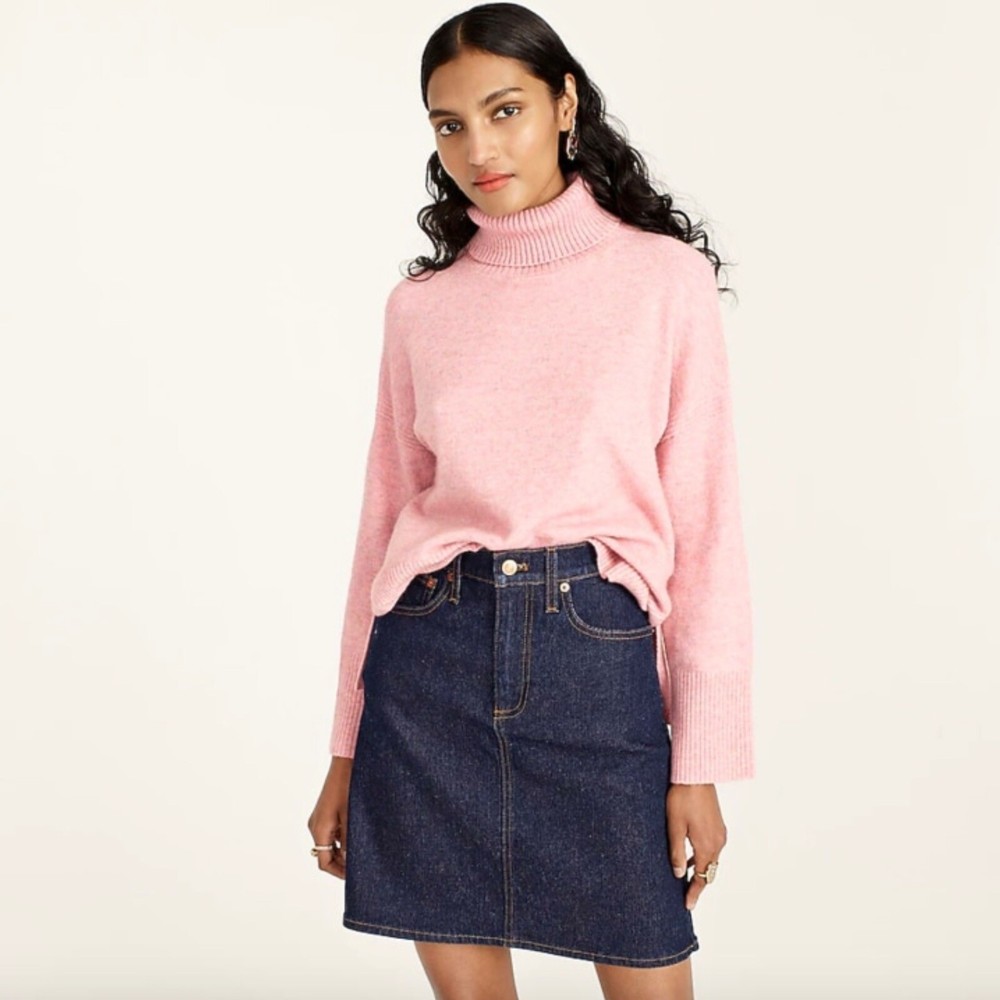 J. Crew Rose Pink Turtleneck Supersoft Yarn Sweater