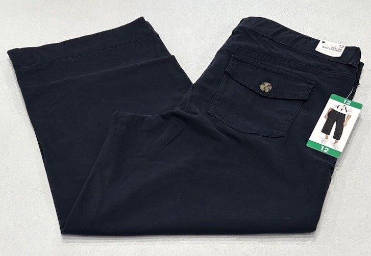 Gloria Vanderbilt Women's Navy Wide-Leg Pull-On Crop Pants Size 12