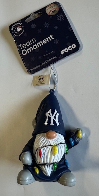 New York Yankees Christmas Tree Holiday Ornament - Gnome with lights - Vinyl