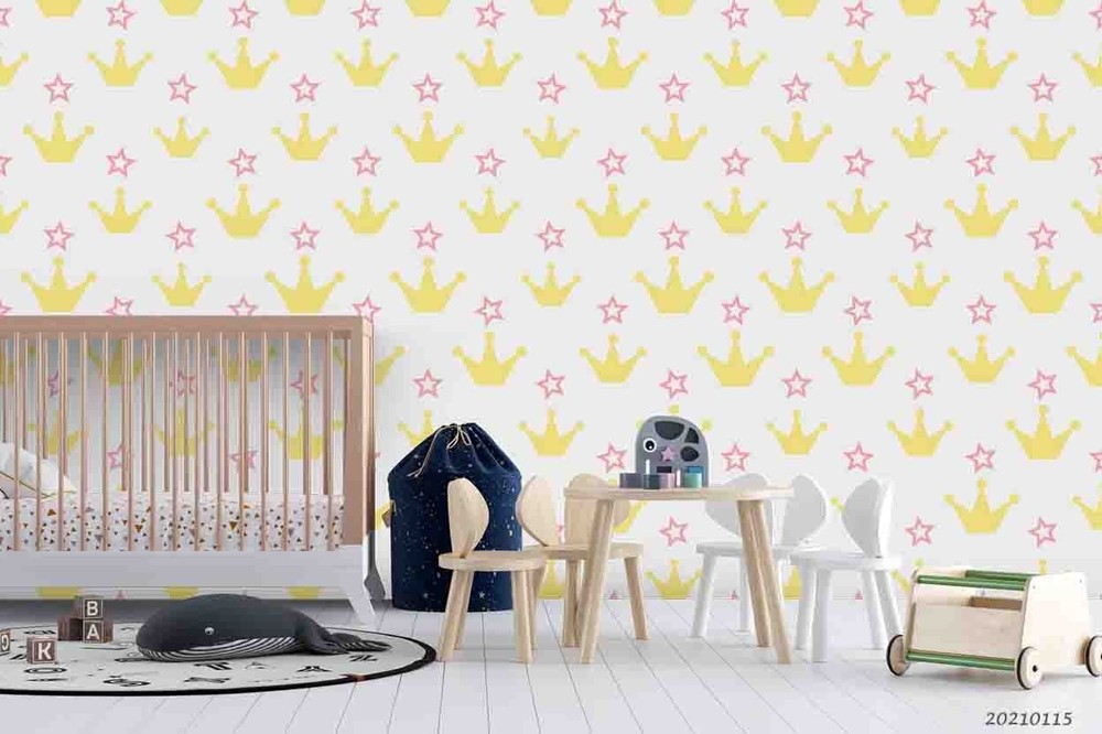 3D Children's Room Crown Star Pattern Wall Murals Wallpaper Murals Wall Sticker