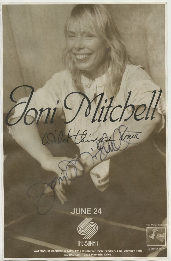 Joni Mitchell signed, autographed concert poster