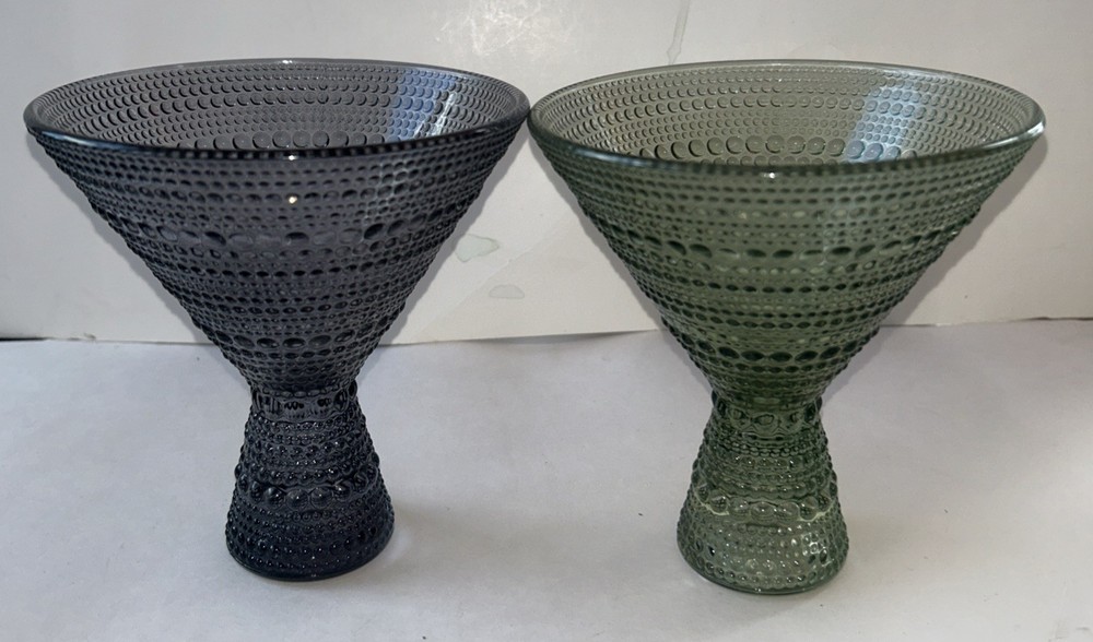 | Pair Jupiter Beaded Martini Glasses | Embossed Textured x 2