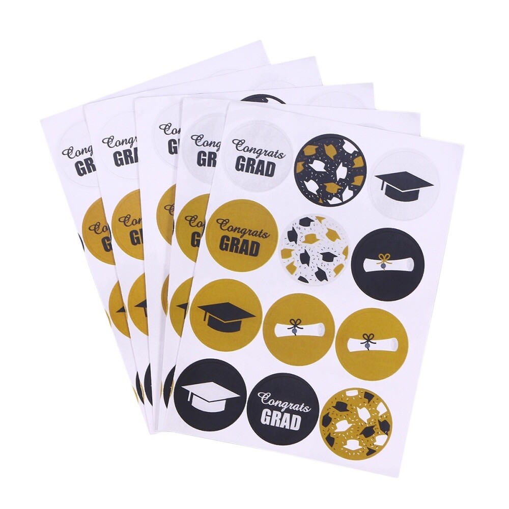 120 Pcs Graduation Stickers Creative Gift Decoration Patterned Sealing