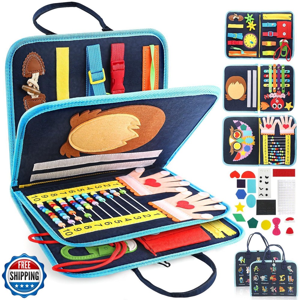 Daisiki Montessori Sensory Busy Board for Toddlers 1-3 – Travel-Friendly Learning Toy