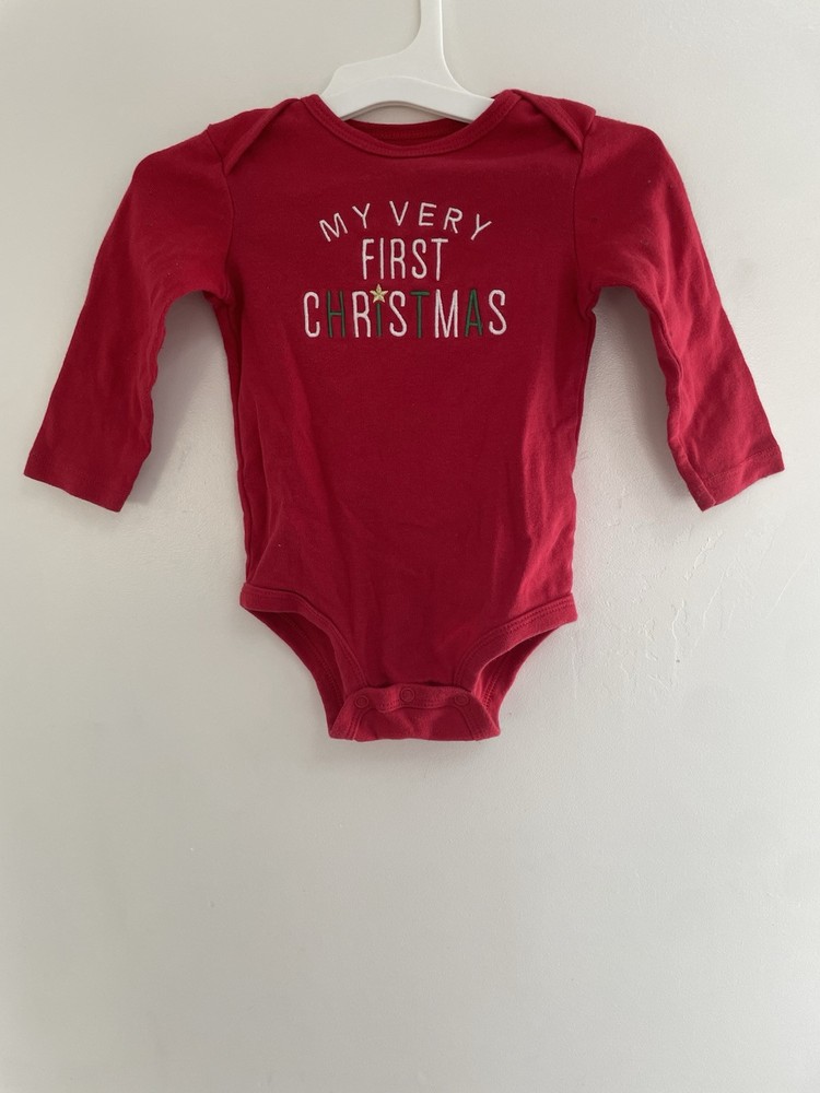 Carter's Baby Boy Girl First Christmas 100% Cotton Long Sleeve Bodysuit Red 12M