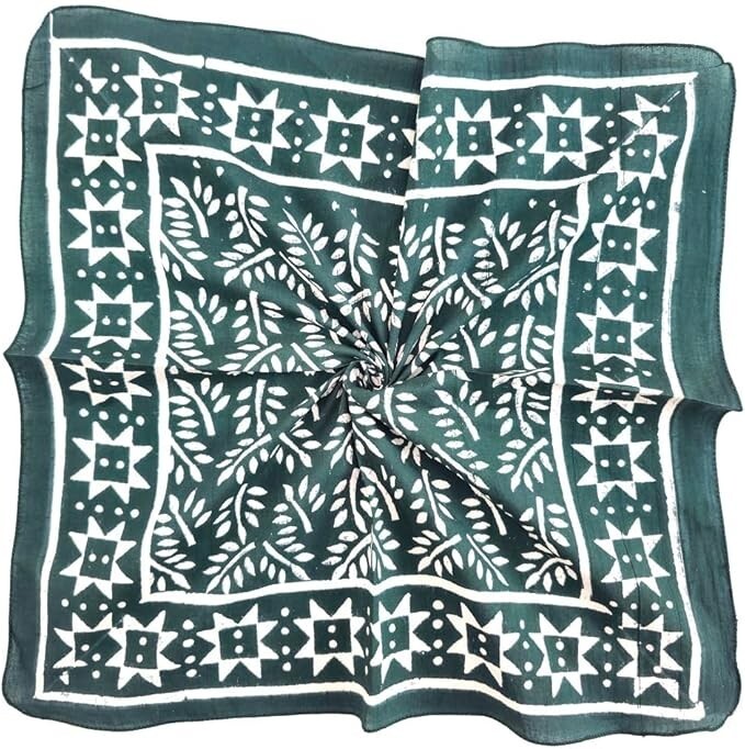 Handmade Cotton Block Print Bandana Scarf - Stylish Boho Head Wrap