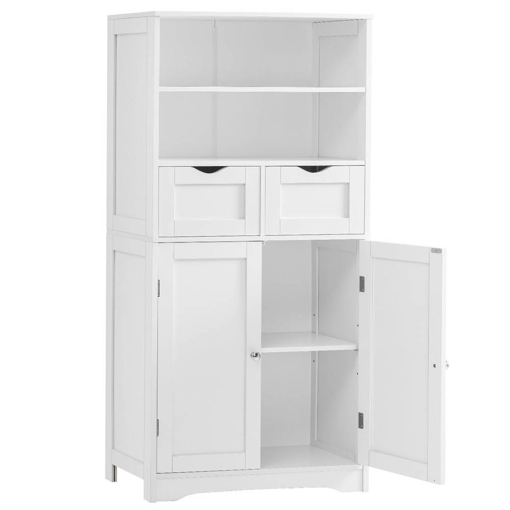 Tall Adjustable Bathroom Storage Cabinet for Towels & Linens