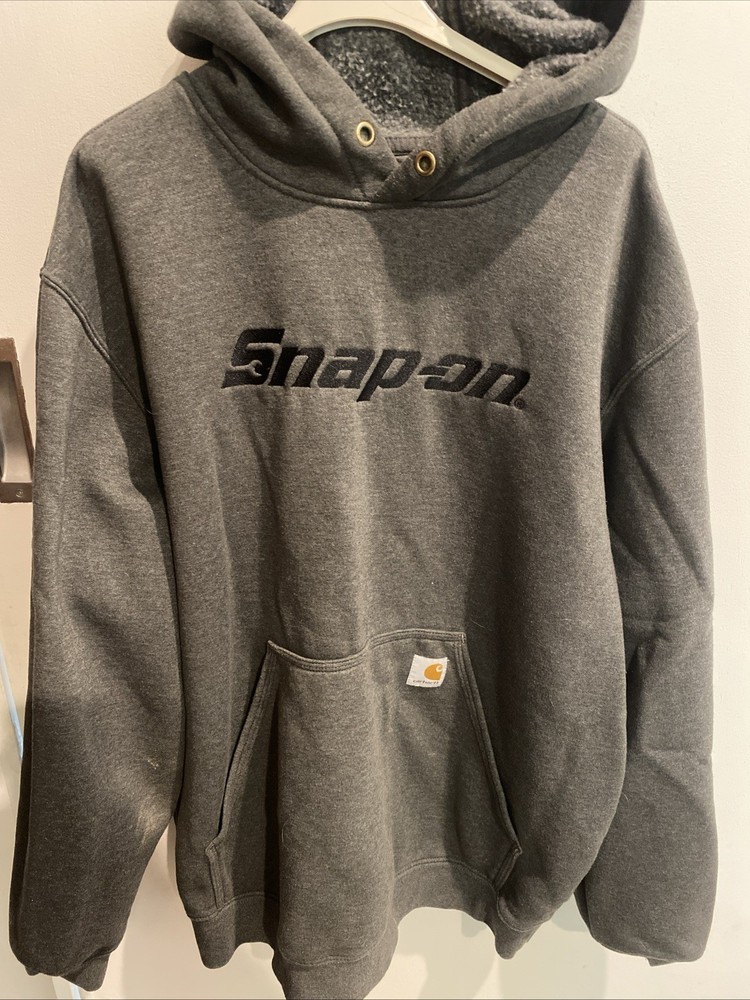 SNAP ON TOOLS CARHARTT EMBROIDERED LOGO GRAY HOODIE SWEATSHIRT PULLOVER MEN'S L
