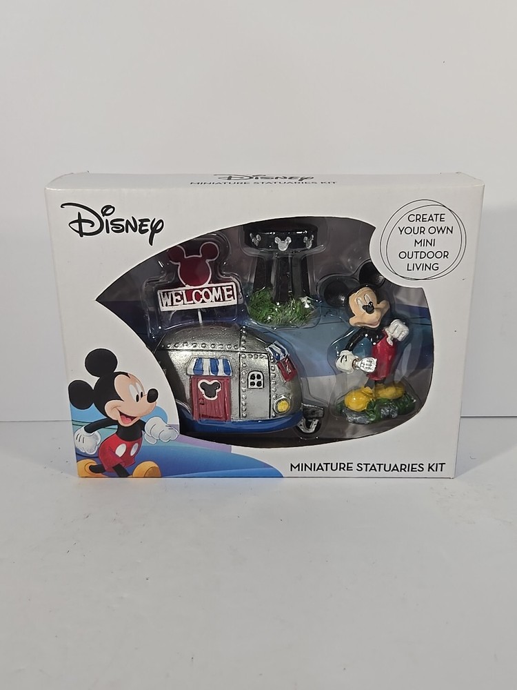 NEW Disney Mickey Mouse 4 Piece Miniature Fairy Garden Camper Statuary Set Mini