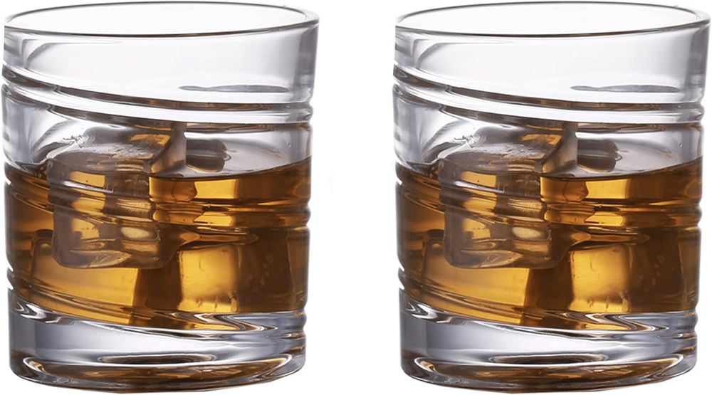 Whiskey Glasses Set of 2,10Oz Glass Beverage Cups, European Manufacturing Proces