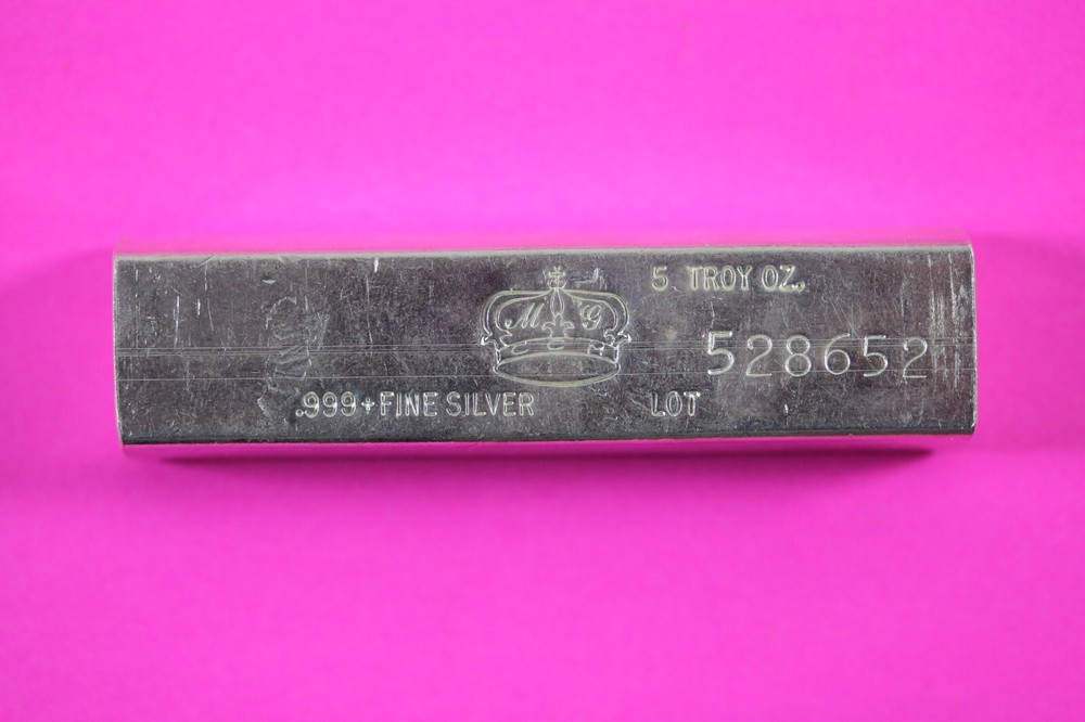 5 Ounces Silver Very Rare Vintage California Crown Bullion Bar  .999 Fine 6003