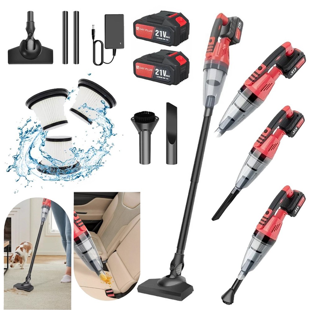 Cordless Vacuum Cleaner 3 in 1 Lightweight Stick Strong Suction LED Rechargeable