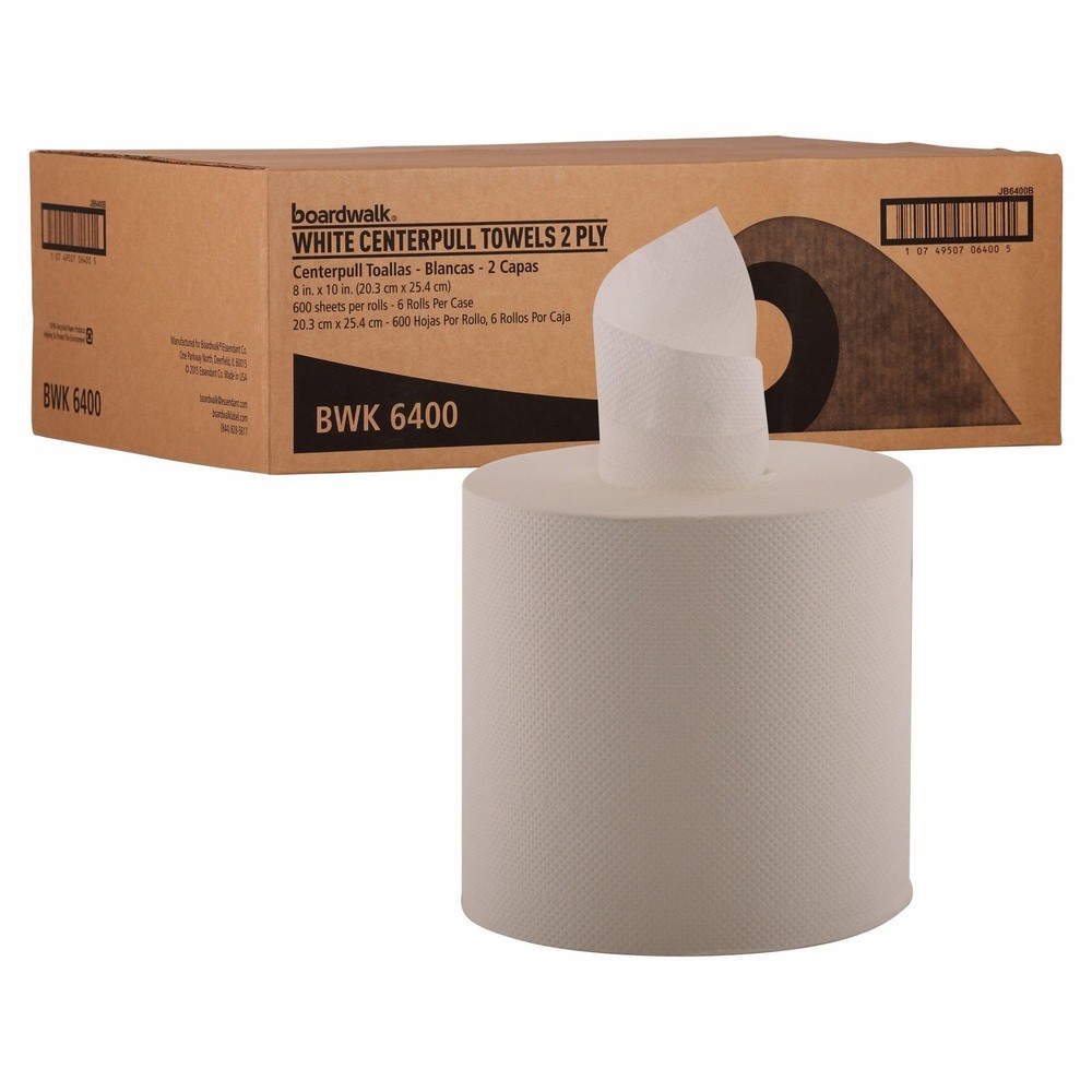 B6400 7.87x10 Inch 2-Ply Perforated White Hand Towels 6 Count