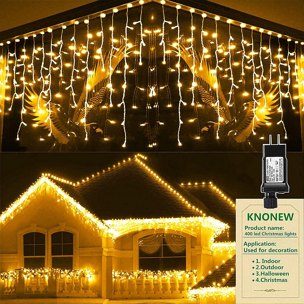 400 LED 33Ft Christmas Curtain Lights with 8 Lighting Modes