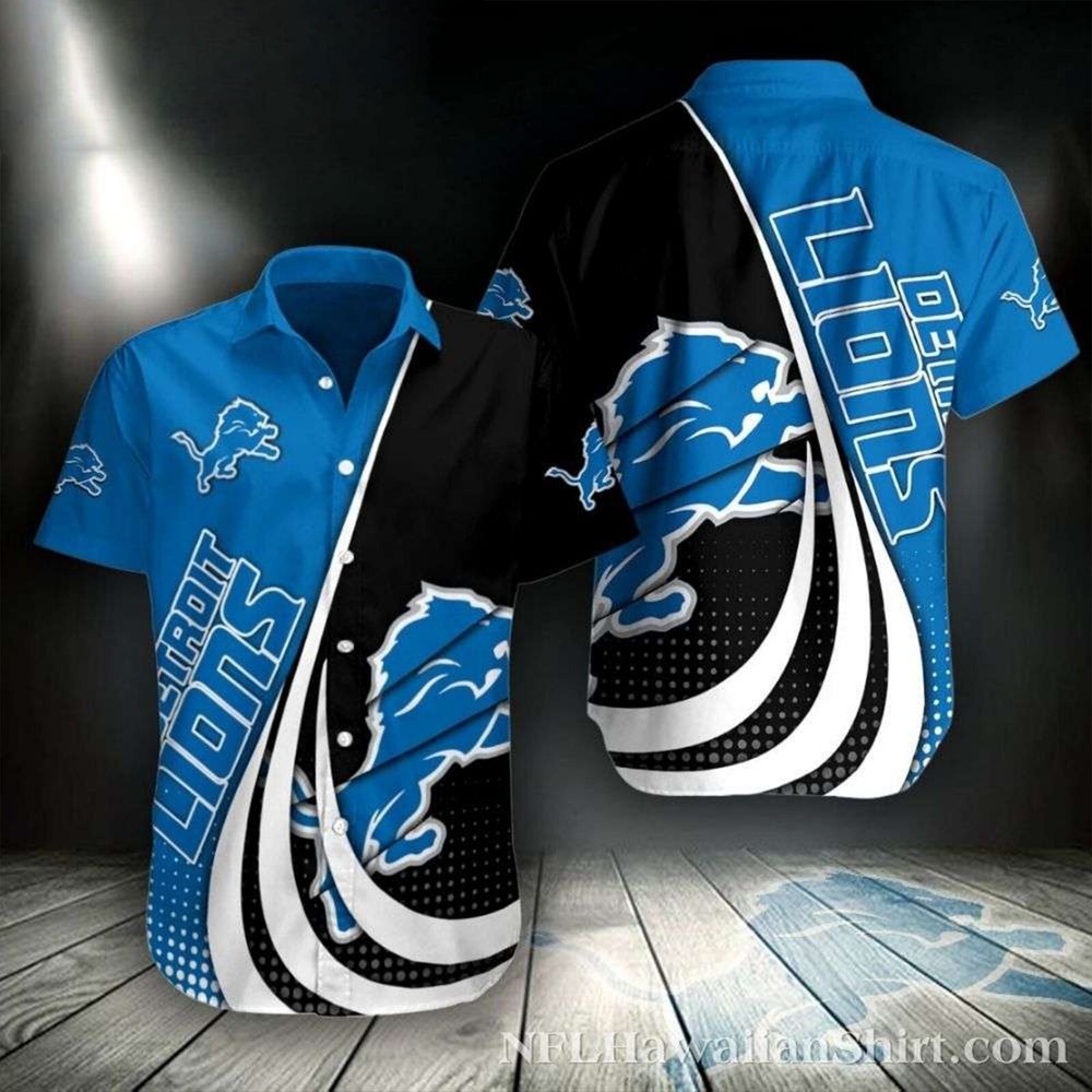 Detroit Team Lionss Hawaiian Shirt, Button Down Full Size S-5XL