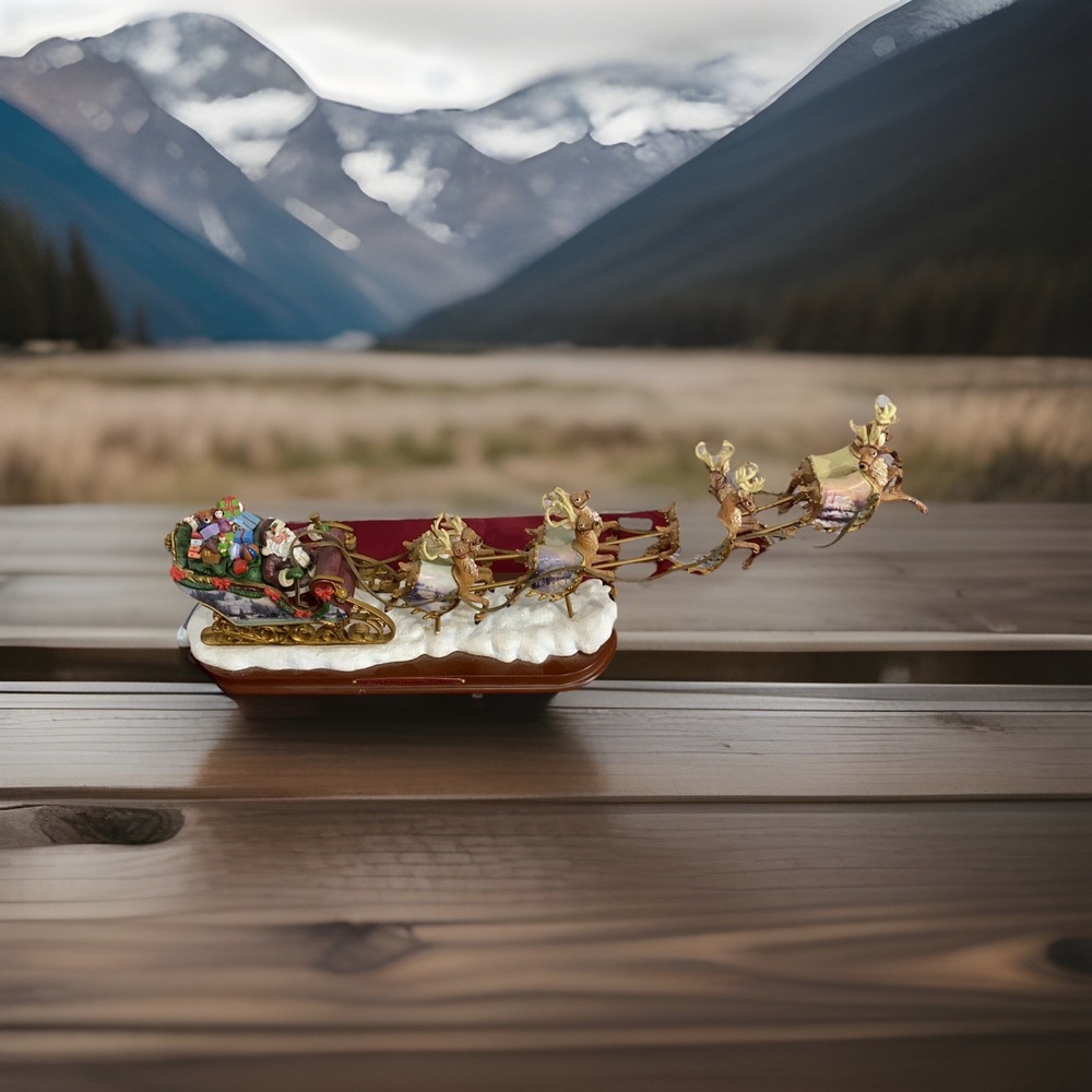 2004 Bradford Thomas Kinkade Night Before Christmas Illuminated Sleigh Tested