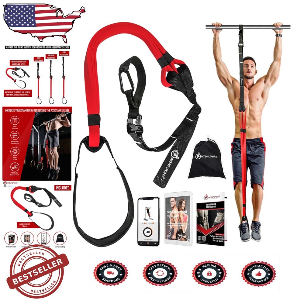 Fitness Push: Adjustable Pull-Up Assistance Bands with Exercise Videos Included