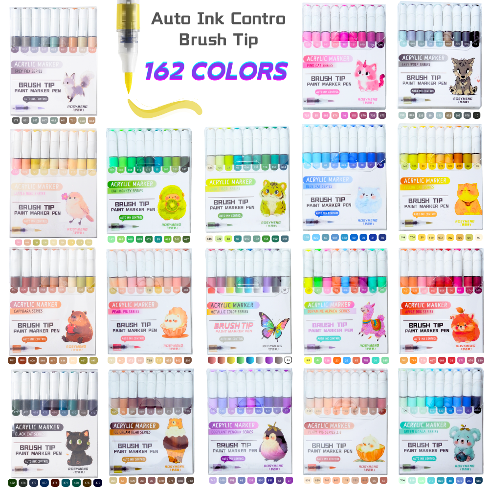 9 Colors Auto Ink Acrylic Paint Markers, Acrylic Art Permanent Markers Pen