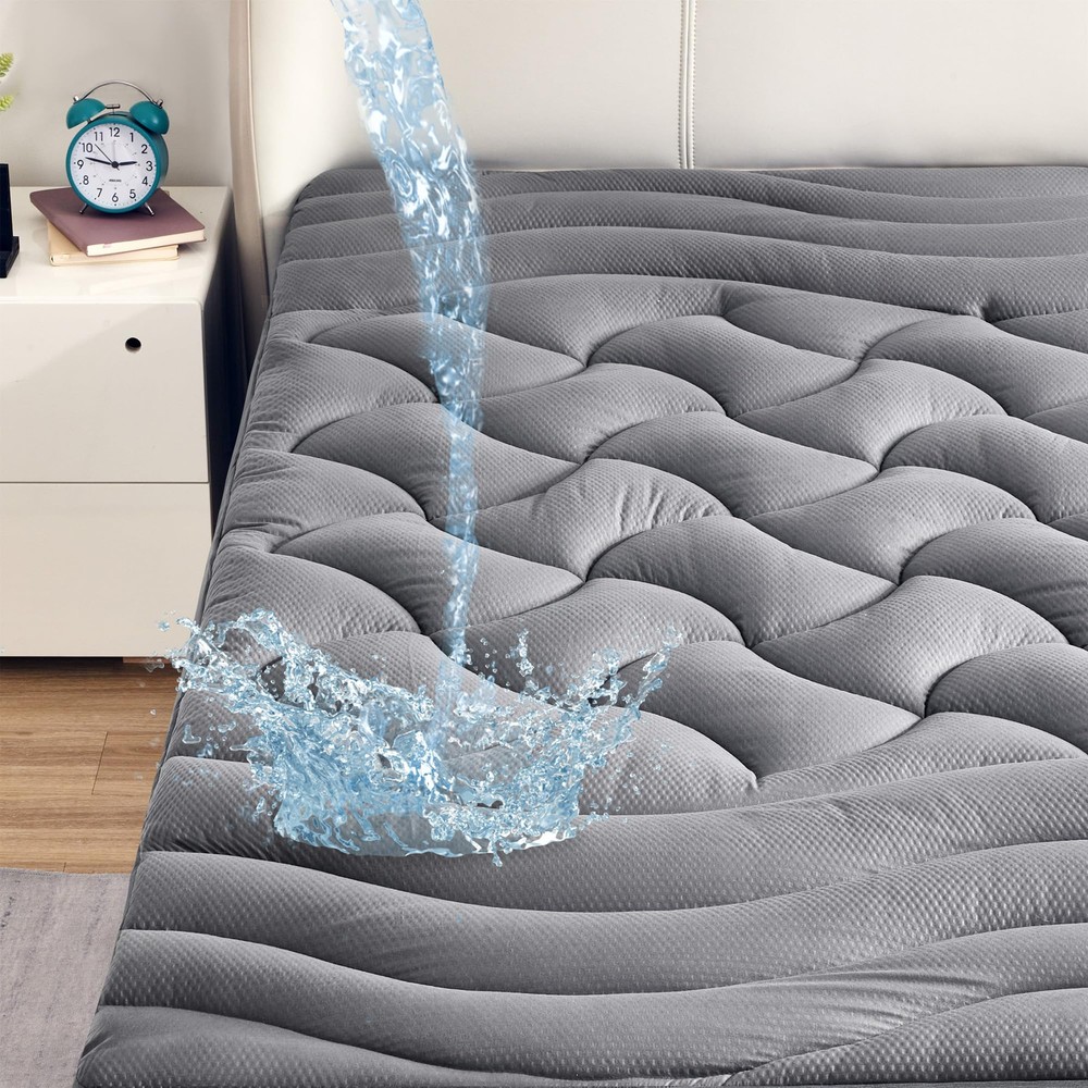Waterproof Mattress Pad Queen Size with Deep Pockets Extra Thick Fitted Cover