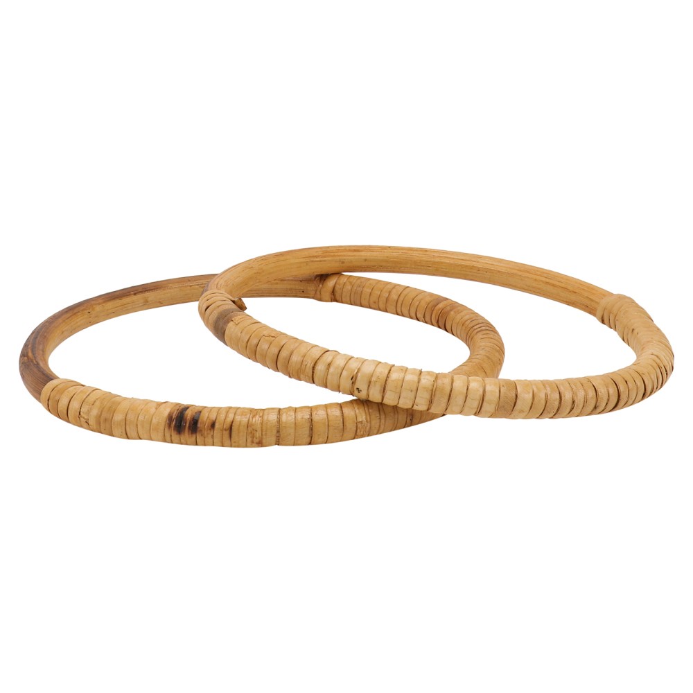 2-Piece Woven Wicker Handbag Pull Handles for Round Bags