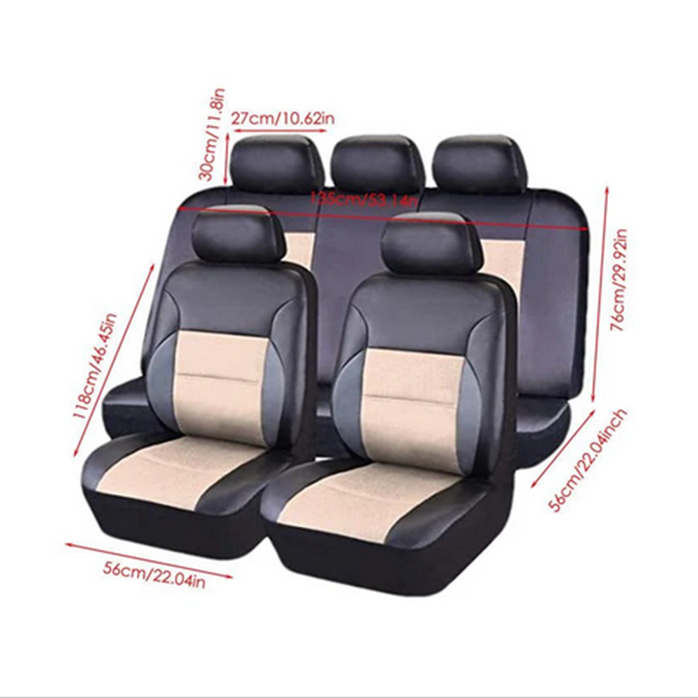 Full Set 5-Seat Universal Car Seat Covers for Trucks Vans Front Rear Protection-image