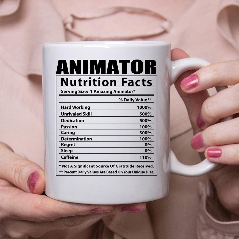 Funny Animator Nutritional Facts White Coffee Mug