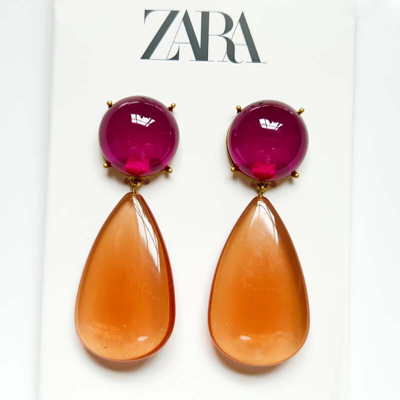Zara Acrylic Teardrop Earrings Vintage Gift for Women Party Holiday Jewelry