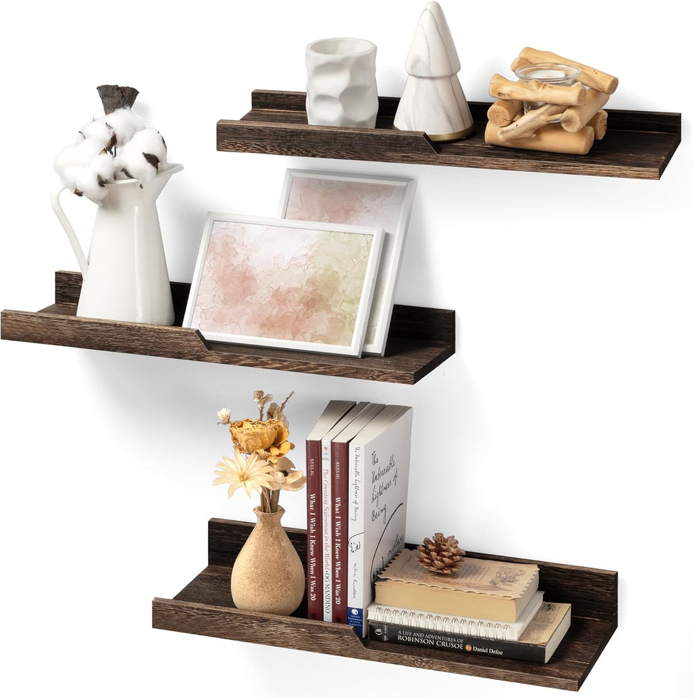 Rustic Floating Shelves Set of 3 : Farmhouse Wood Bathroom Decor Wall Mounted...
