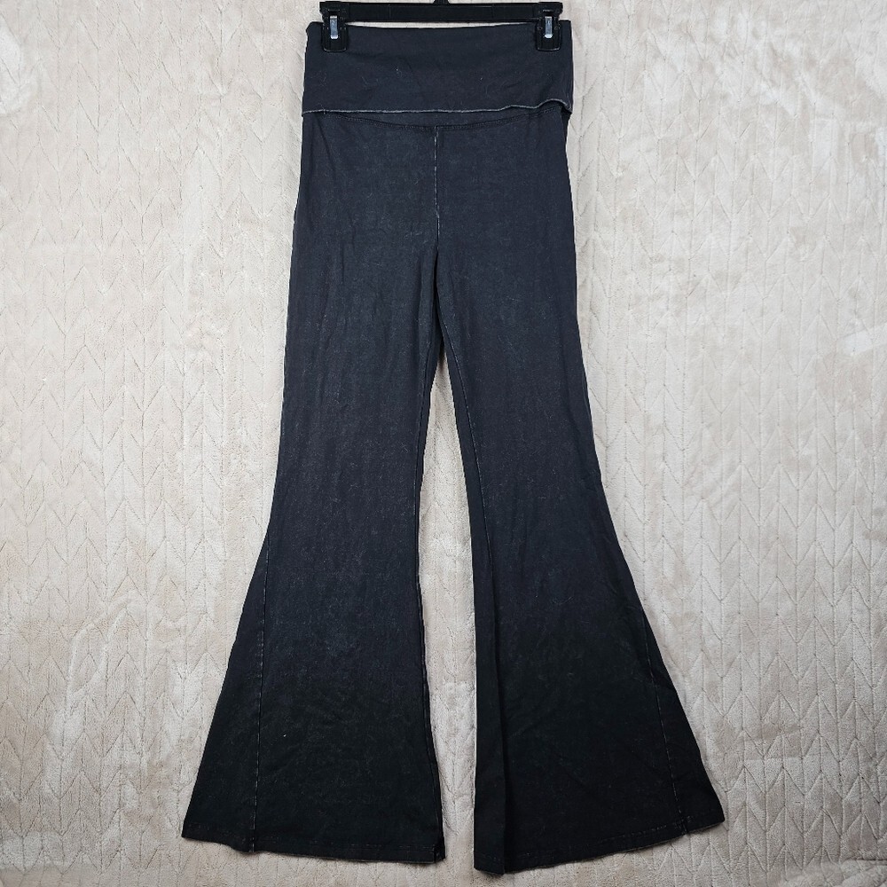 Aerie Foldover Yoga Pants Medium Cotton Leggings Y2K Preppy Comfy Stone Washed