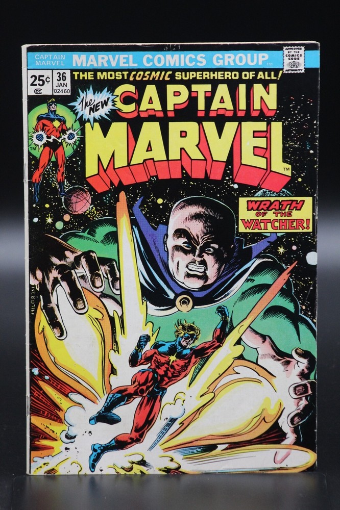 Captain Marvel (1968) #36 Watcher Jim Starlin Signed 1st Page No COA FN