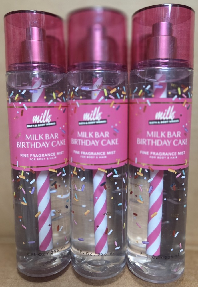 MILK BAR BIRTHDAY CAKE LOT OF 3 BATH AND BODY WORKS FINE FRAGRANCE MIST SPRAYS