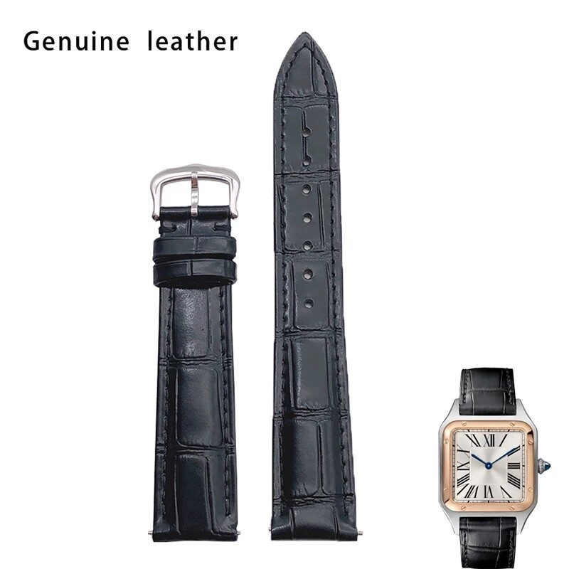 18 16Mm Leather Strap Band For Fit Calibre De Cartier Santos Dumont Watch Brown