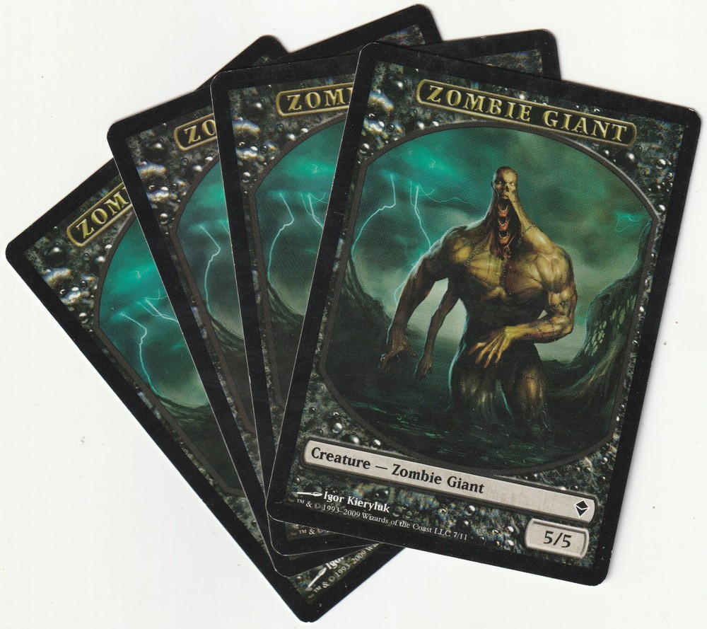 4 MTG Zombie Giant Tokens - Black Creature Playset ZEN/EN 2009